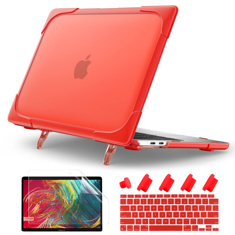 Batianda for MacBook Air 13 inch Case A2337 M1 A2179 A1932 (2020 2019 2018 Release) with Touch ID  Heavy Duty Shockproof Hard Shell Case with Fold Kickstand & Keyboard Cover  Red - Image 1